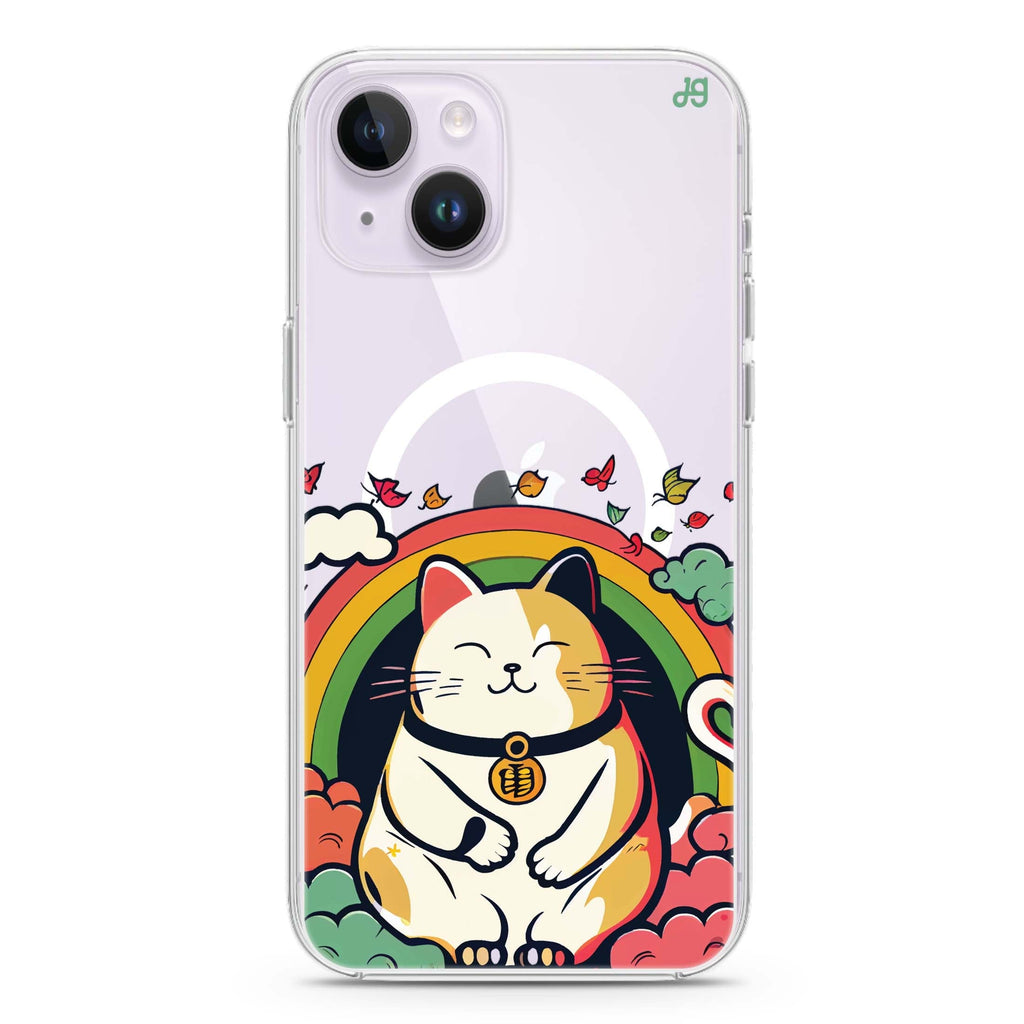 Lucky Cat iPhone 14 Plus Magsafe 兼容水晶透明保護殼