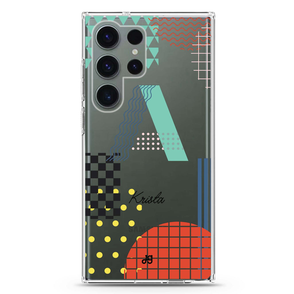 Memphis Monogram Samsung Galaxy Ultra 透明保護殼，適用 S26/S25/S24/S23 Ultra，圖1