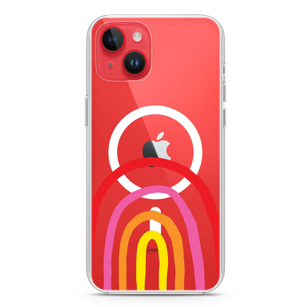 Rainbow Drawing iPhone 14 Plus Magsafe 兼容水晶透明保護殼