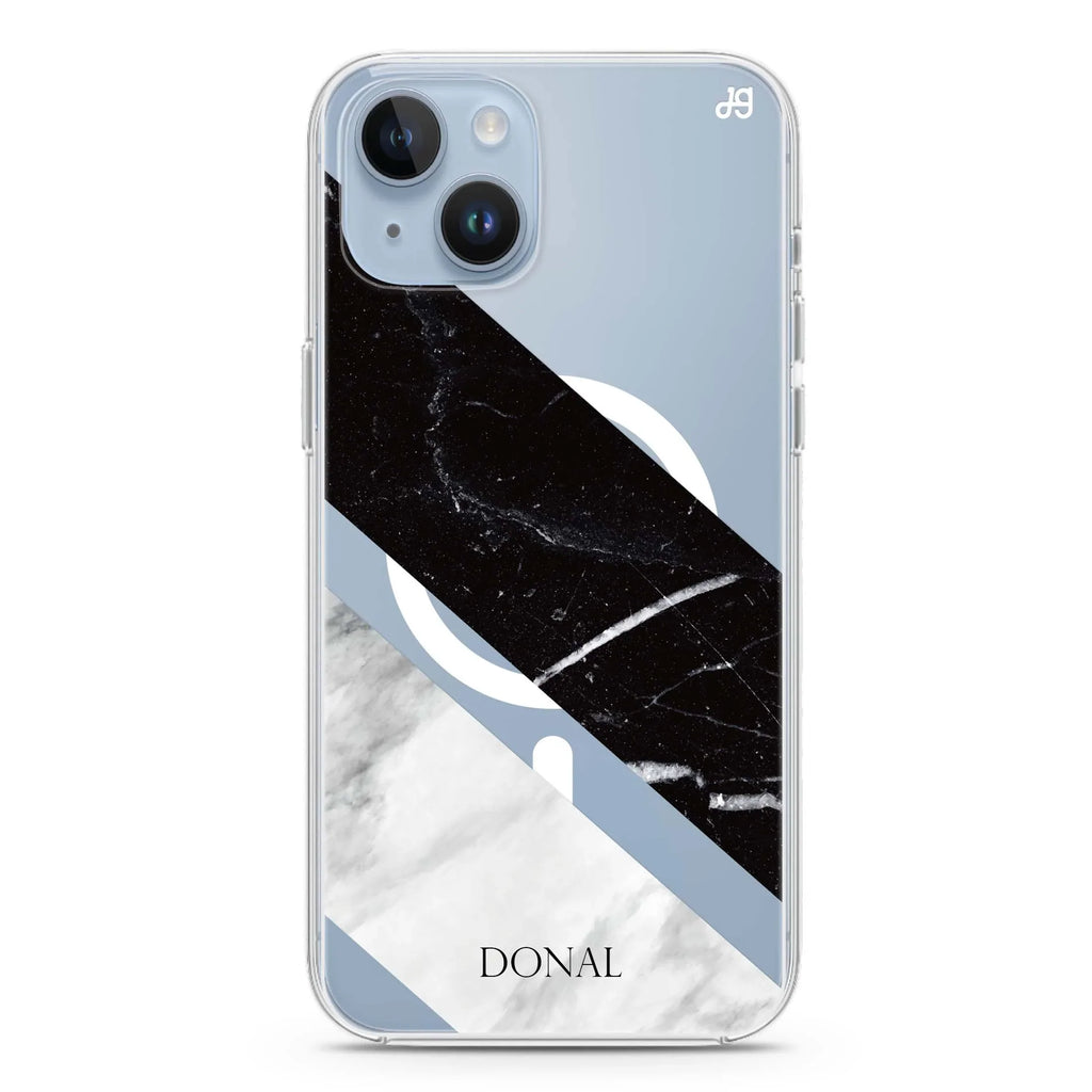 B & W Marble iPhone 14 Magsafe 兼容水晶透明保護殼
