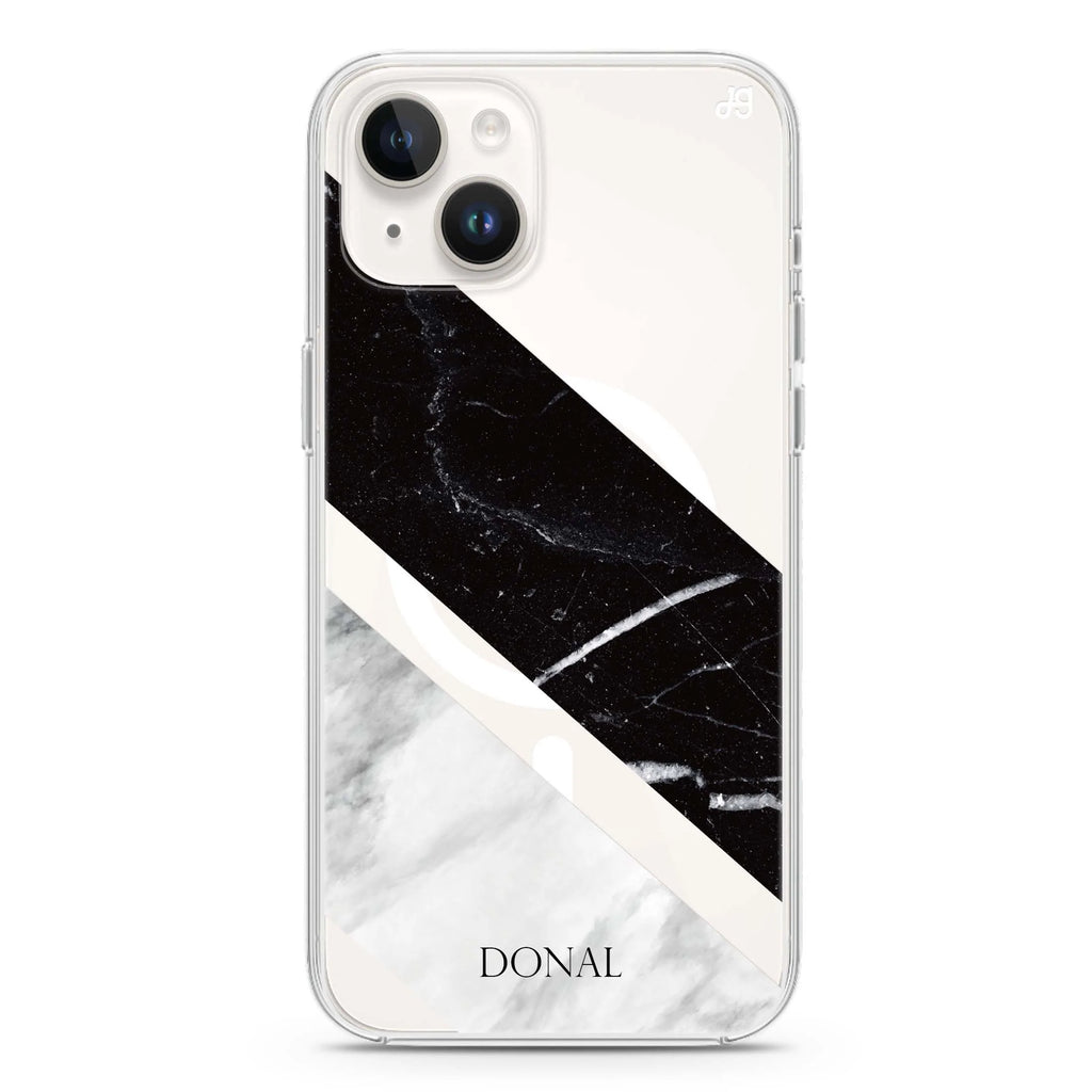 B & W Marble iPhone 14 Plus Magsafe 兼容水晶透明保護殼