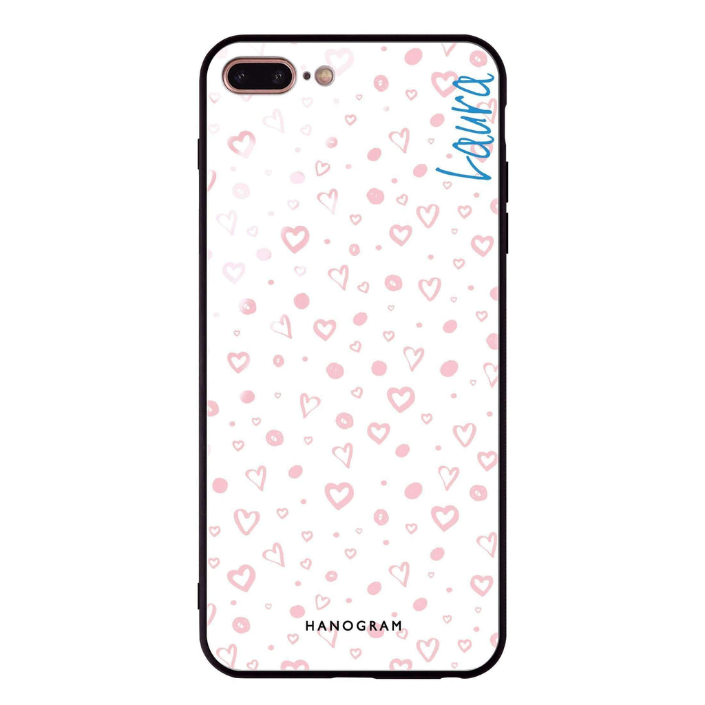Pinky Hearts iPhone 8 Plus 超薄強化玻璃殻