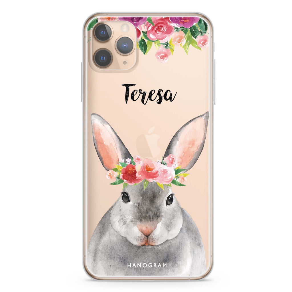 Floral and Bunny iPhone 11 Pro Max 水晶透明保護殼