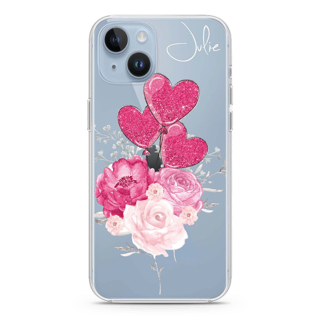 Sweet Heart With Rose iPhone 14 plus 水晶透明保護殼