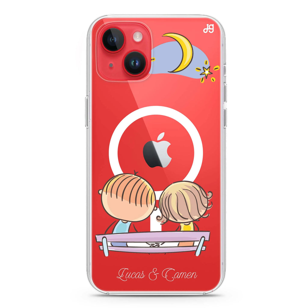 Cursive Handwritten iPhone 14 Plus Magsafe 兼容水晶透明保護殼