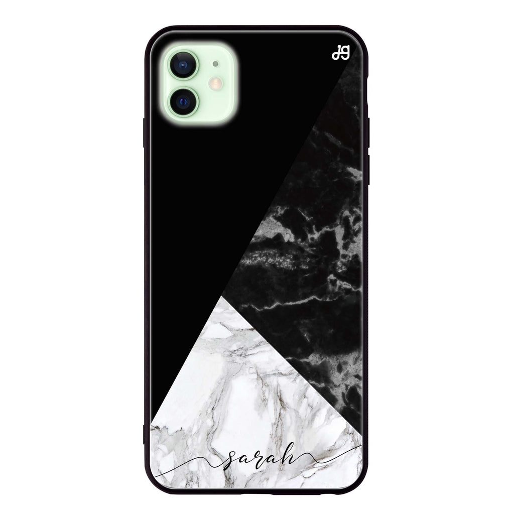 Black And White Marble iPhone 12 mini 超薄強化玻璃殻