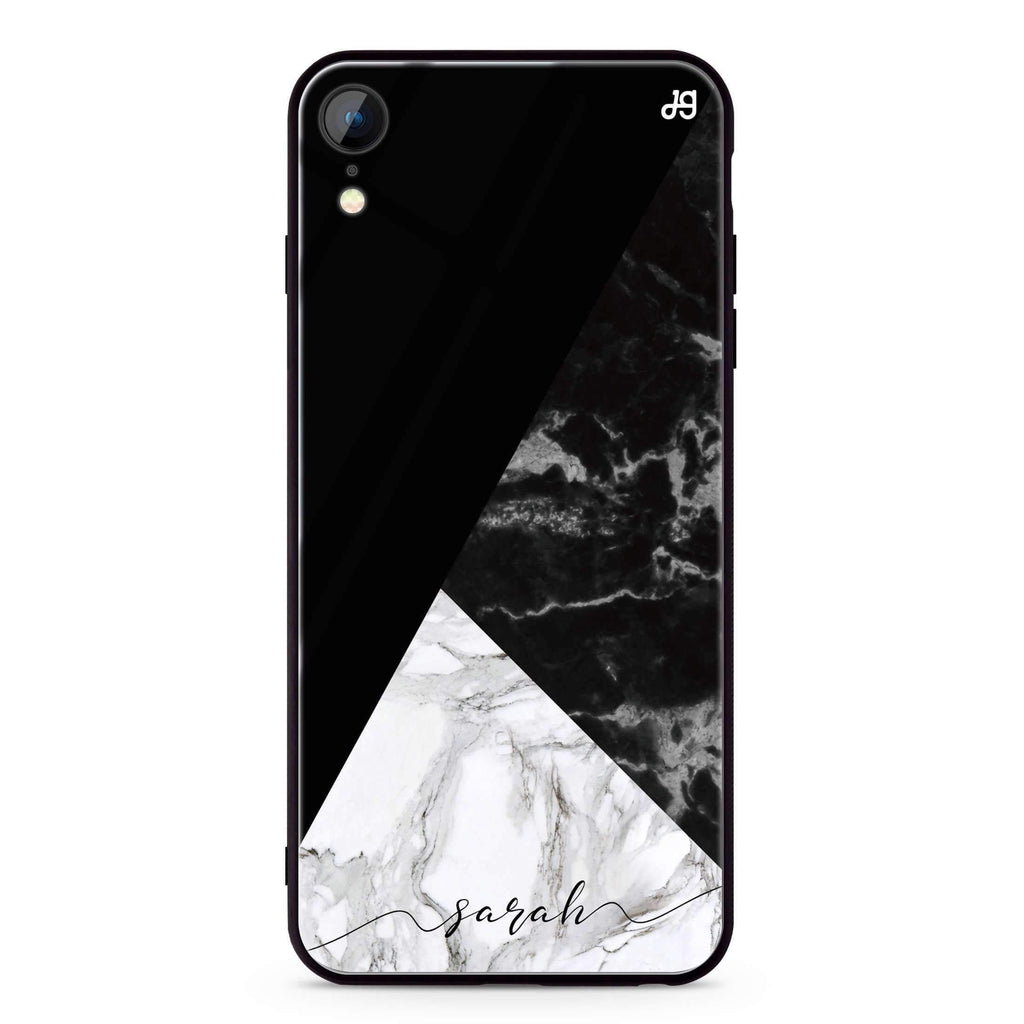 Black And White Marble iPhone XR 超薄強化玻璃殻