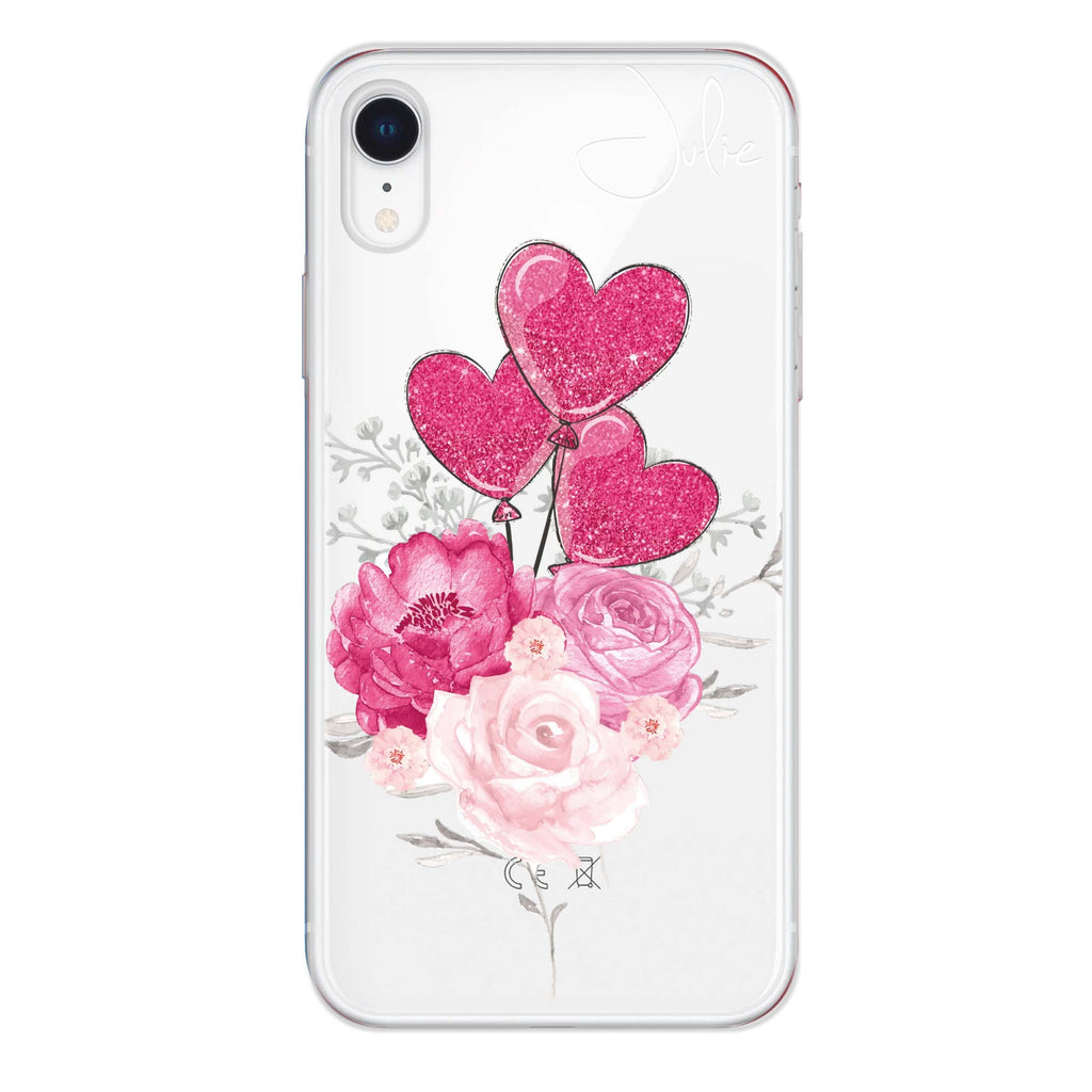 Sweet Heart With Rose iPhone XR 水晶透明保護殼
