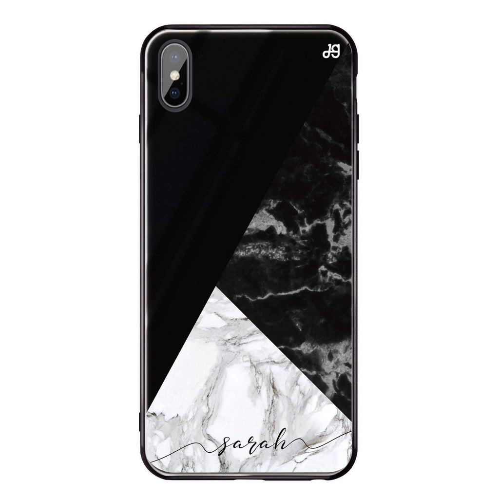Black And White Marble iPhone XS 超薄強化玻璃殻