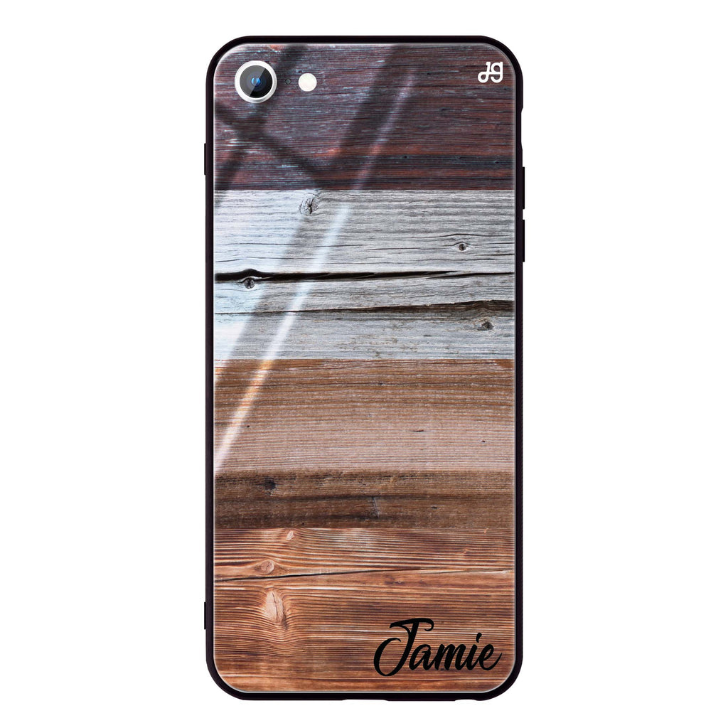 Wood Grain Varigegated iPhone SE 超薄強化玻璃殻