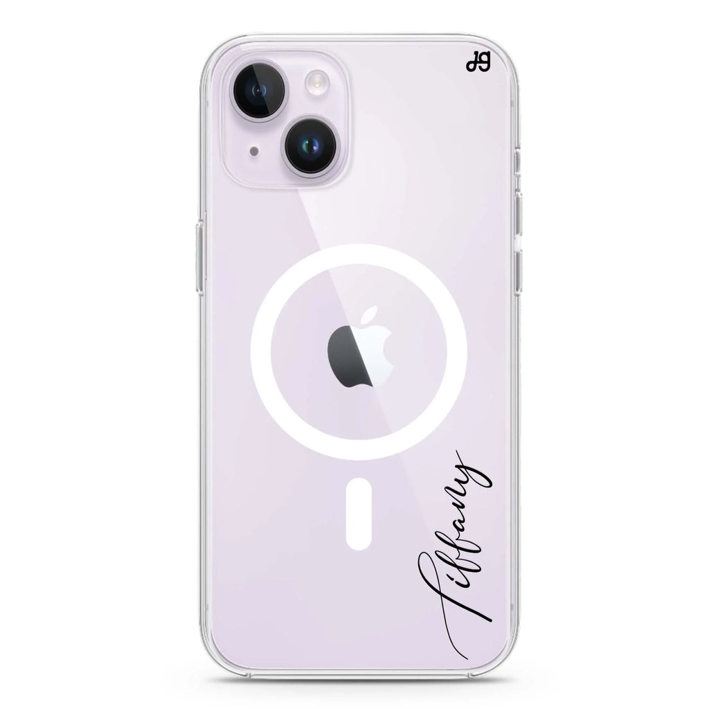 Cursive Name & Marble iPhone 14 Magsafe 兼容水晶透明保護殼