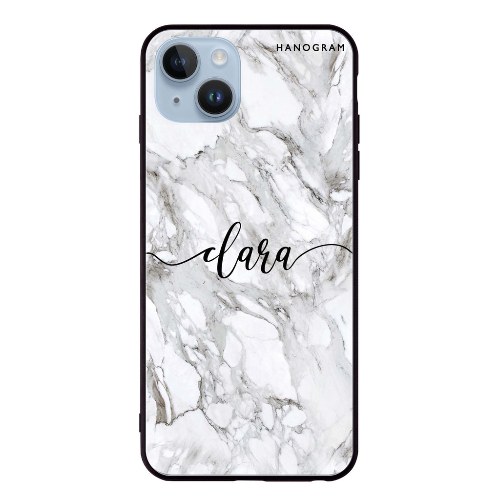 Powder Gray And White Marble iPhone 13 超薄強化玻璃殻