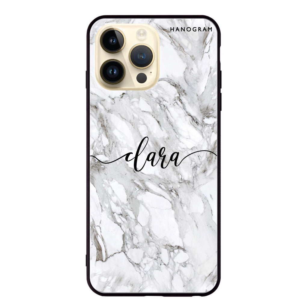 Powder Gray And White Marble iPhone 超薄強化玻璃殻