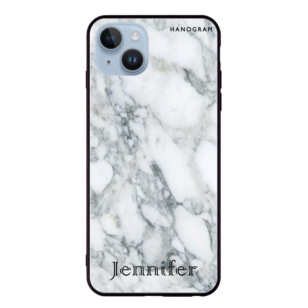 Powder Gray And White Marble II iPhone 14 超薄強化玻璃殻