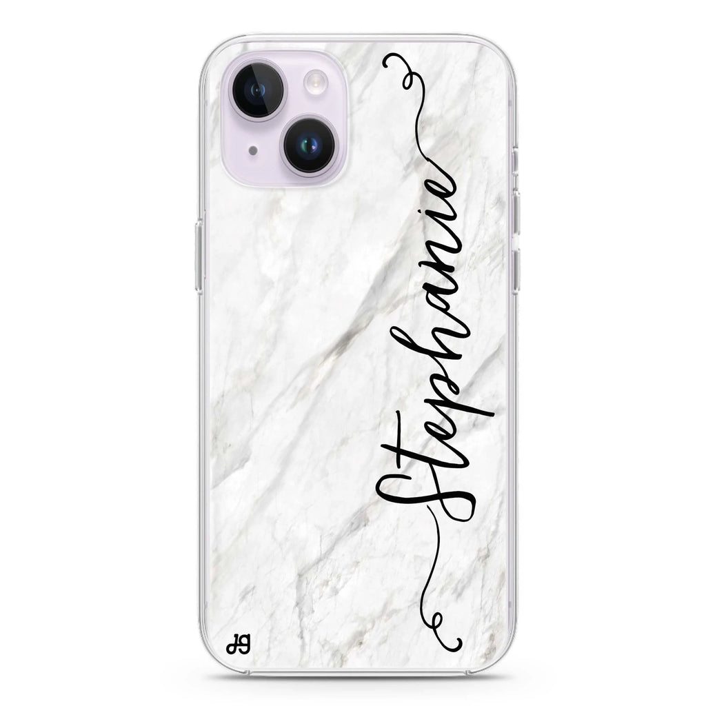 Vertical Cursive & Marble Sleek iPhone 14 水晶透明保護殼
