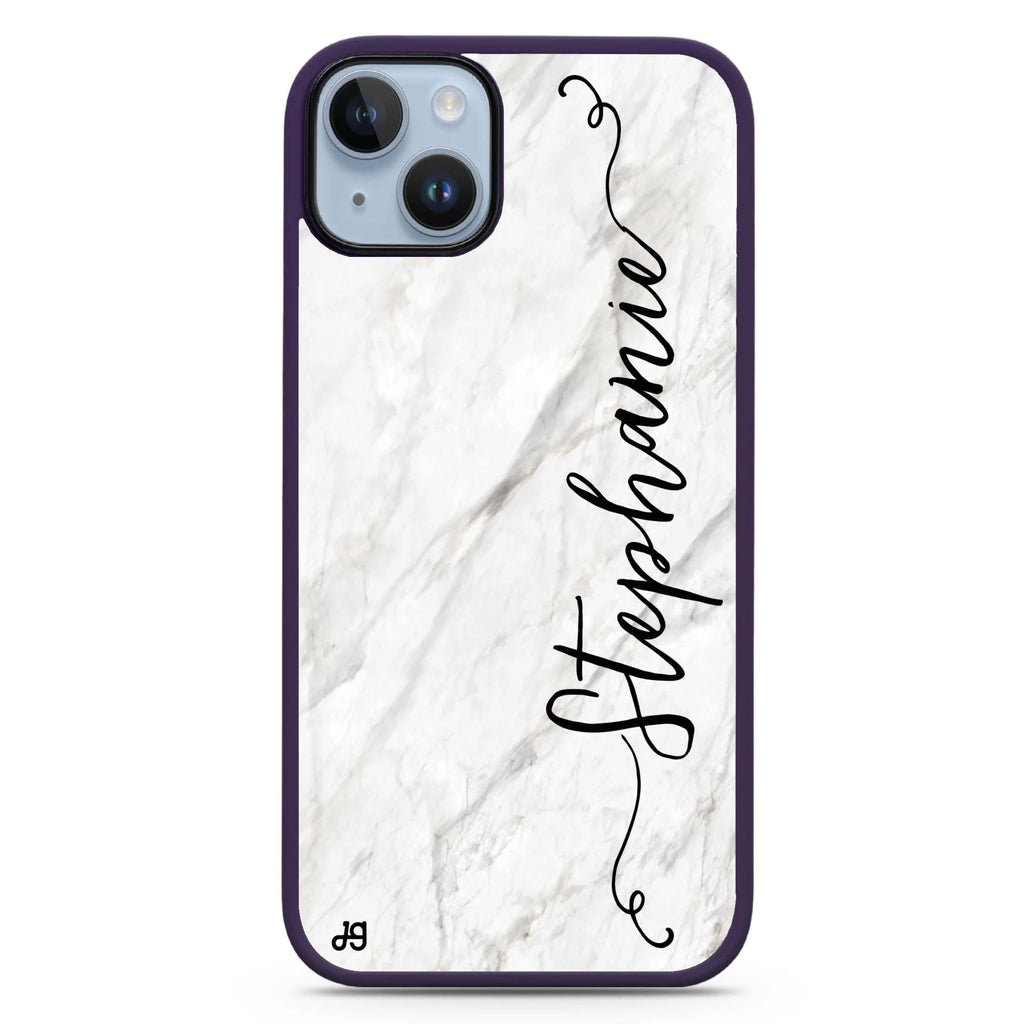 Vertical Cursive & Marble Sleek iPhone 14 Plus Magsafe 兼容防衝擊保護殼