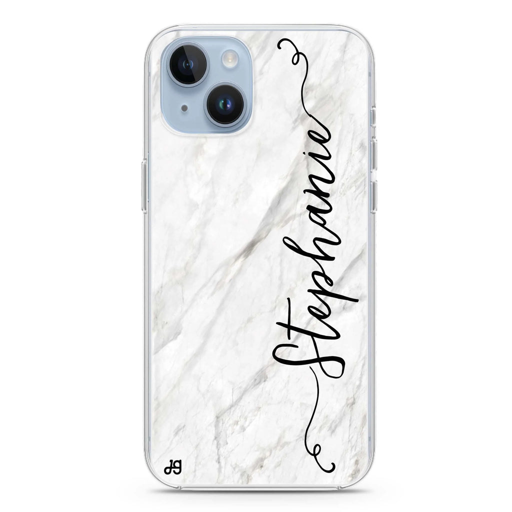 Vertical Cursive & Marble Sleek iPhone 14 plus 水晶透明保護殼