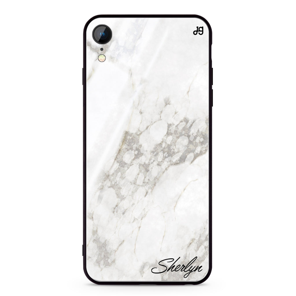 Simple White Marble iPhone XR 超薄強化玻璃殻