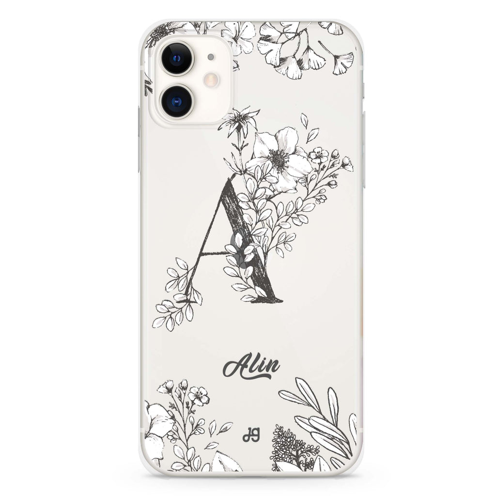 Vintage Floral Monogram iPhone 11 水晶透明保護殼