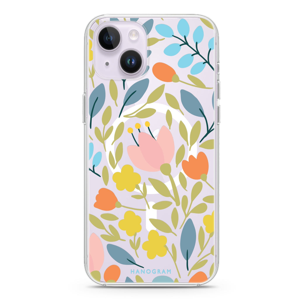 Floral iPhone 14 Magsafe 兼容水晶透明保護殼