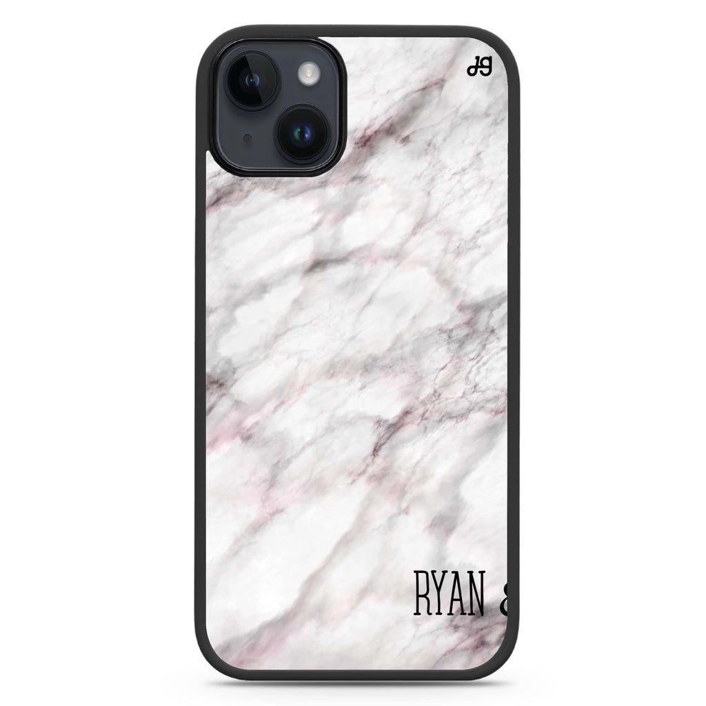 White Marble iPhone 14 Plus Magsafe 兼容防衝擊保護殼
