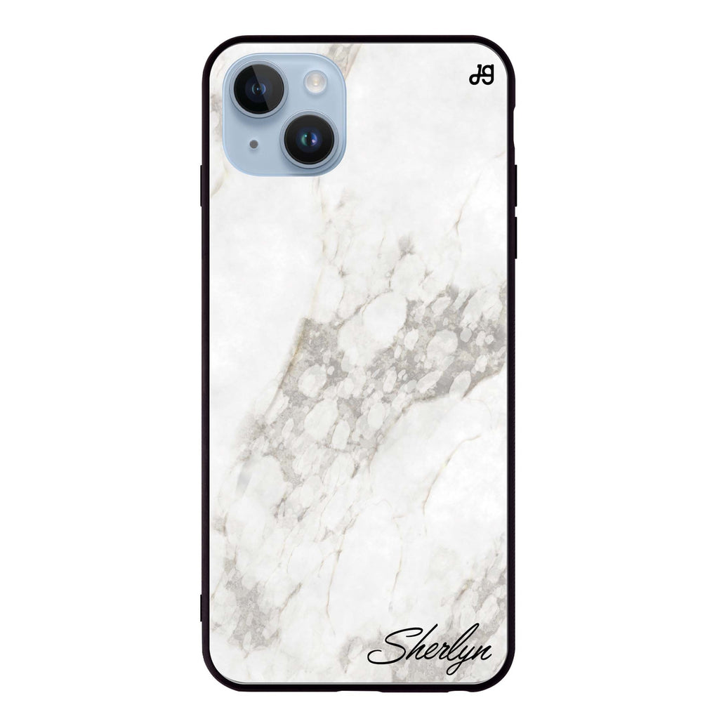 Simple White Marble iPhone 13 Mini 超薄強化玻璃殻