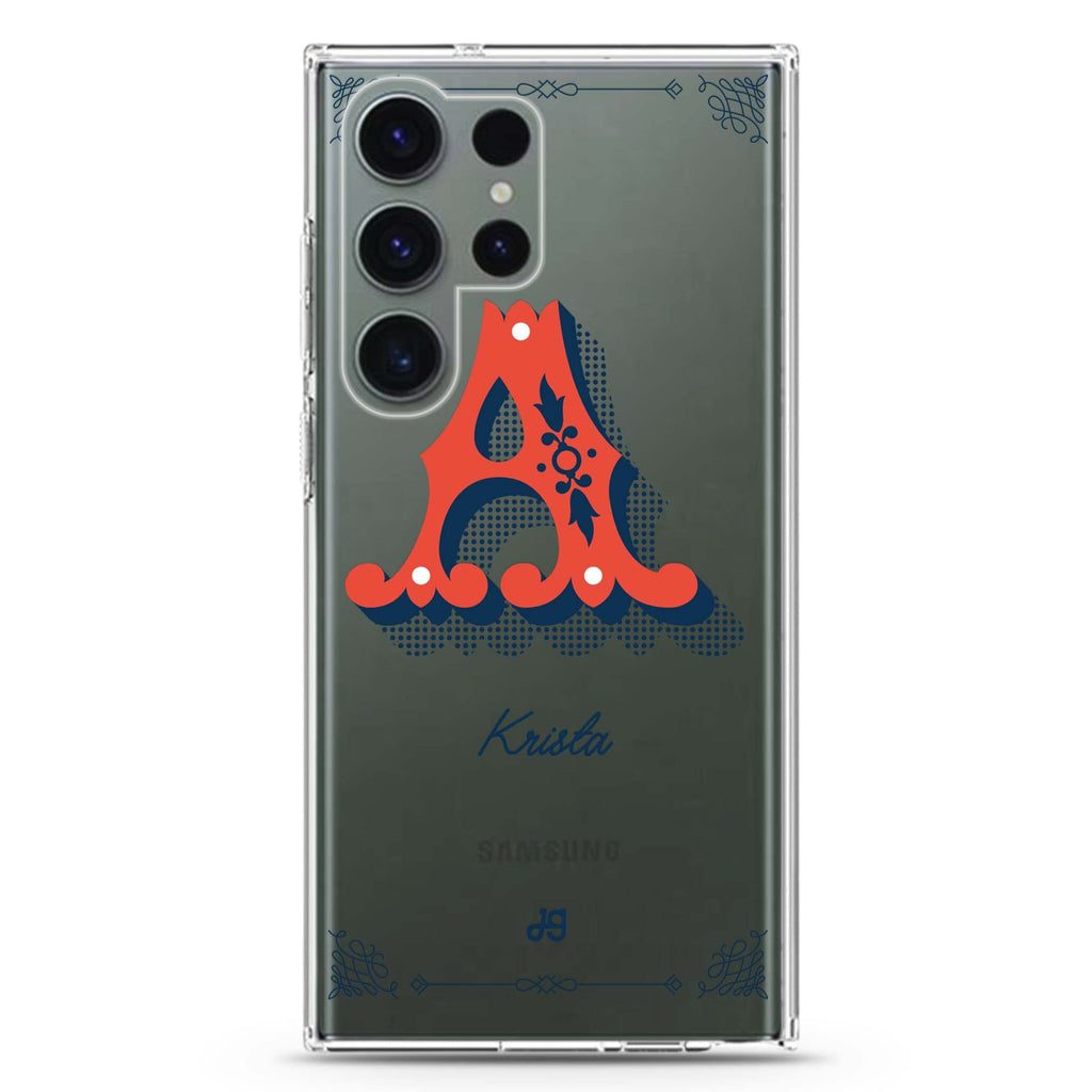 Vintage Ornamental Monogram Samsung Galaxy Ultra 透明保護殼，適用 S26/S25/S24/S23 Ultra，圖1