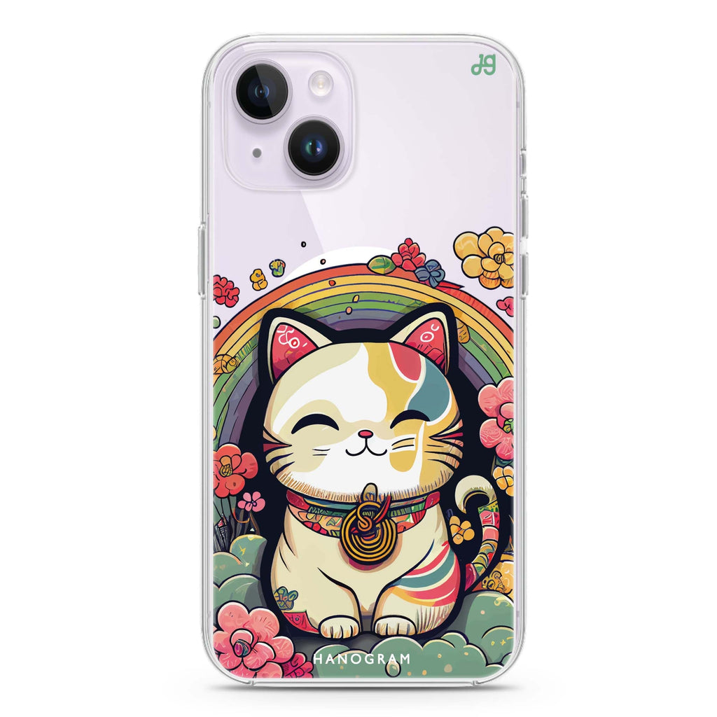 Japanese Lucky Cat iPhone 14 Plus Magsafe 兼容水晶透明保護殼