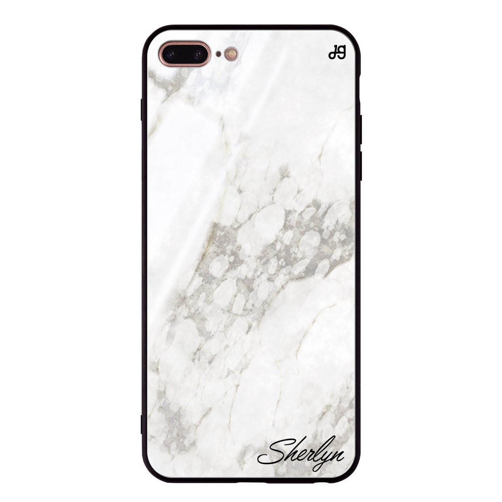 Simple White Marble iPhone 8 Plus 超薄強化玻璃殻