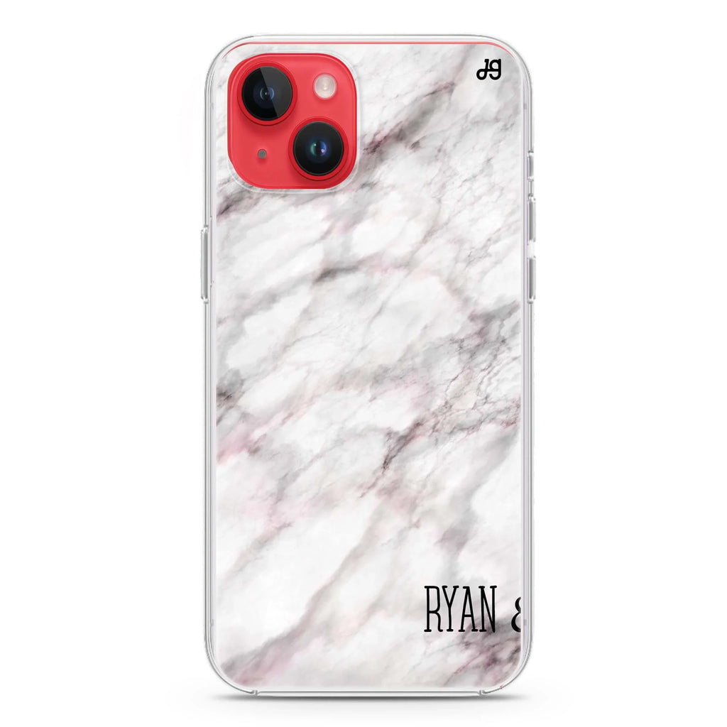 White Marble iPhone 14 Magsafe 兼容水晶透明保護殼