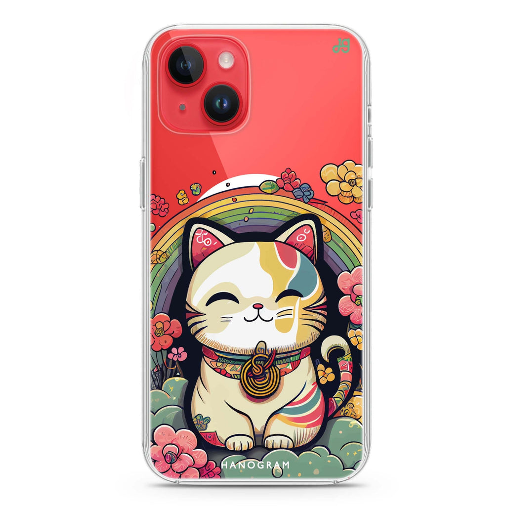 Japanese Lucky Cat iPhone 14 Magsafe 兼容水晶透明保護殼