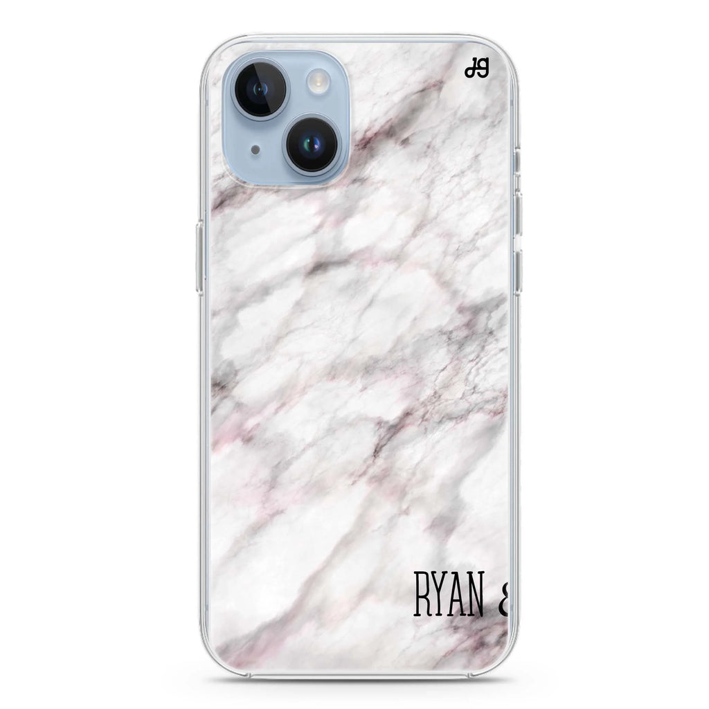 White Marble iPhone 14 Plus Magsafe 兼容水晶透明保護殼