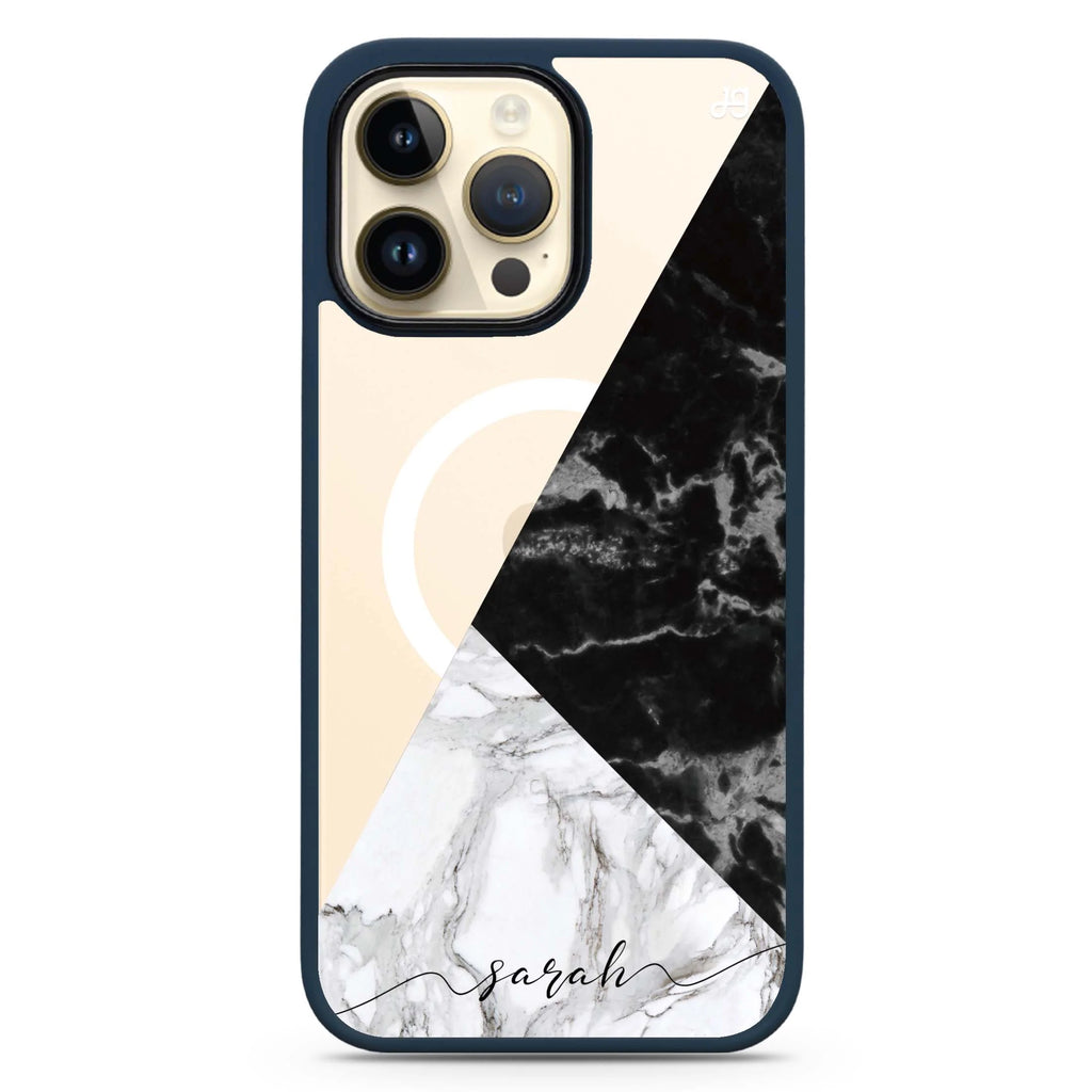 Black And White Marble Magsafe 兼容防衝擊保護殼