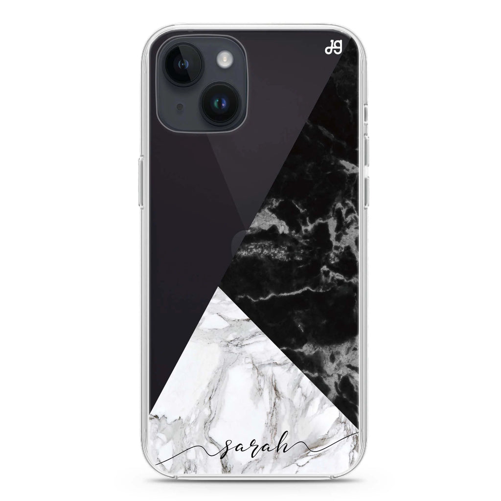 Black And White Marble iPhone 14 plus 水晶透明保護殼