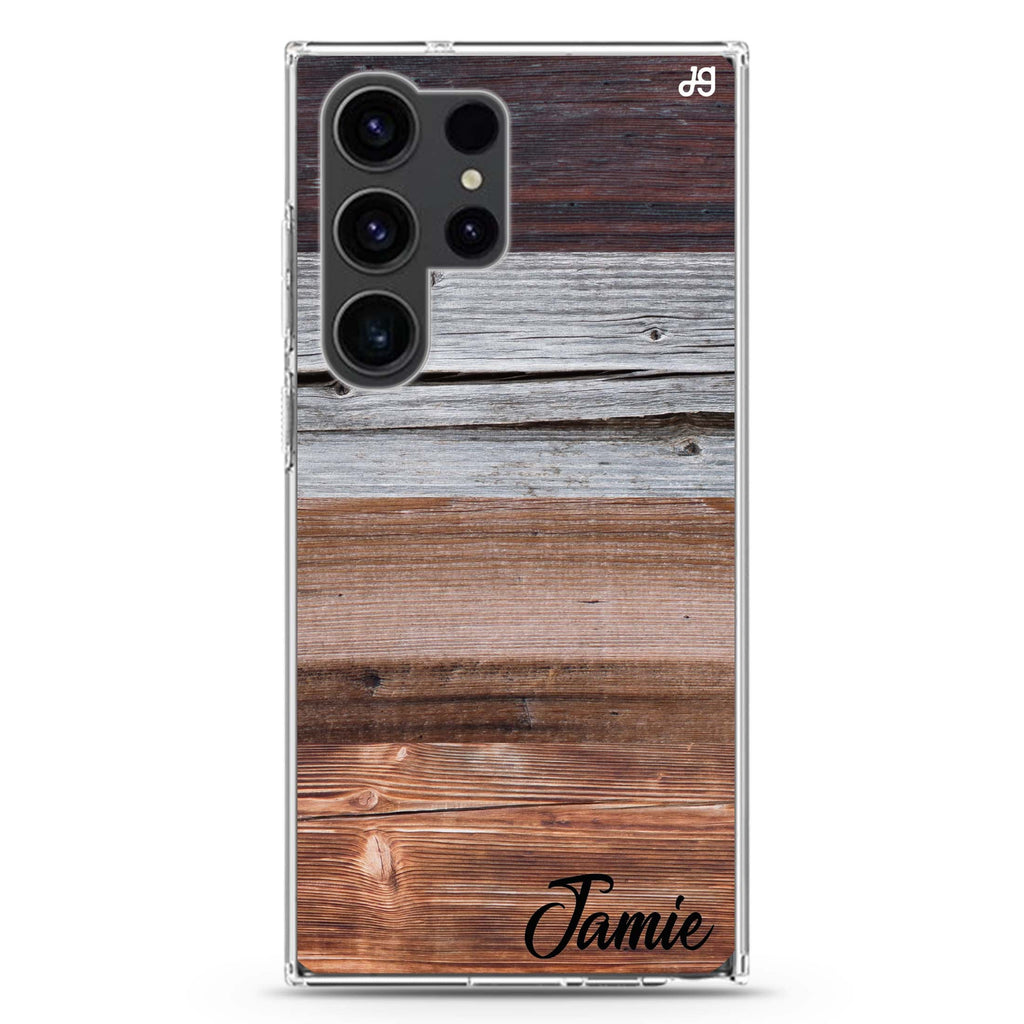 Wood Grain Varigegated Samsung Galaxy Ultra 可加名字透明保護殼，適用 S26/S25/S24/S23 Ultra，圖1