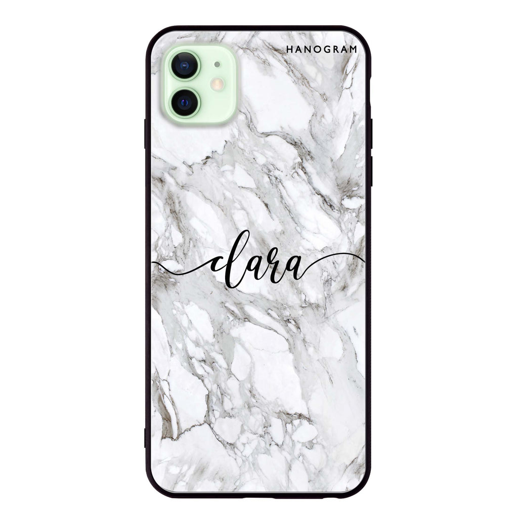 Powder Gray And White Marble iPhone 12 mini 超薄強化玻璃殻