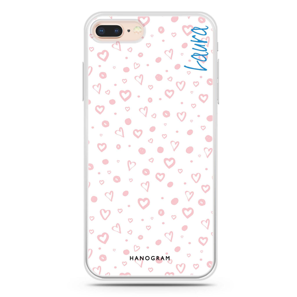 Pinky Hearts iPhone 8 Plus 水晶透明保護殼