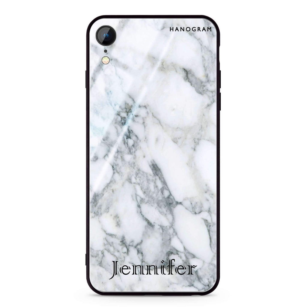 Powder Gray And White Marble II iPhone XR 超薄強化玻璃殻