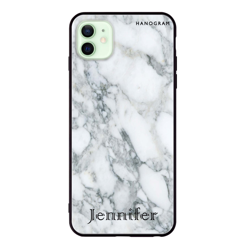 Powder Gray And White Marble II iPhone 12 mini 超薄強化玻璃殻