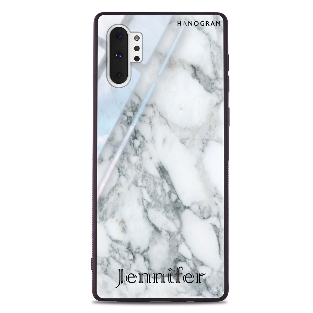 Powder Gray And White Marble II Samsung Note 10 Plus 超薄強化玻璃殻