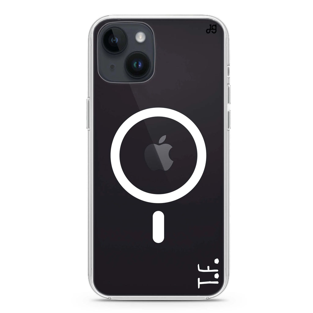 Vertical Cursive & Marble Sleek iPhone 14 Plus Magsafe 兼容水晶透明保護殼