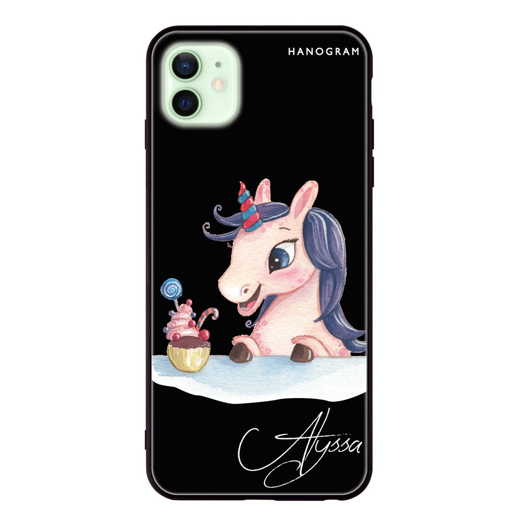Rainbow Unicorn And Cupcake iPhone 12 mini 超薄強化玻璃殻