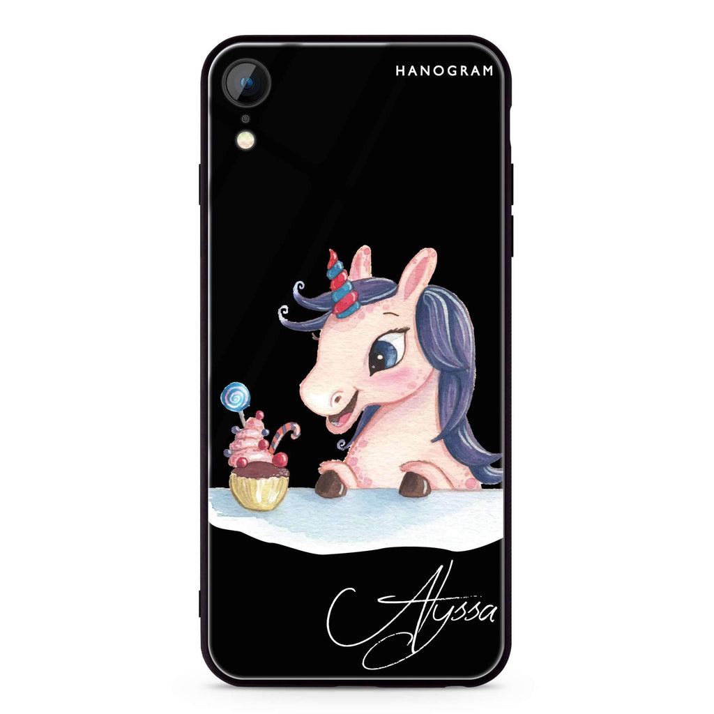 Rainbow Unicorn And Cupcake iPhone XR 超薄強化玻璃殻