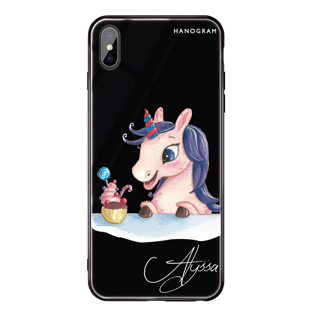 Rainbow Unicorn And Cupcake iPhone XS 超薄強化玻璃殻