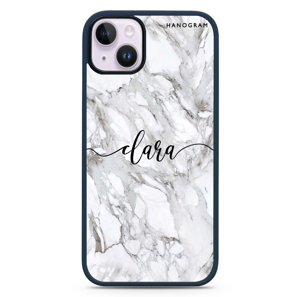 Powder Gray And White Marble iPhone 14 Plus Magsafe 兼容防衝擊保護殼