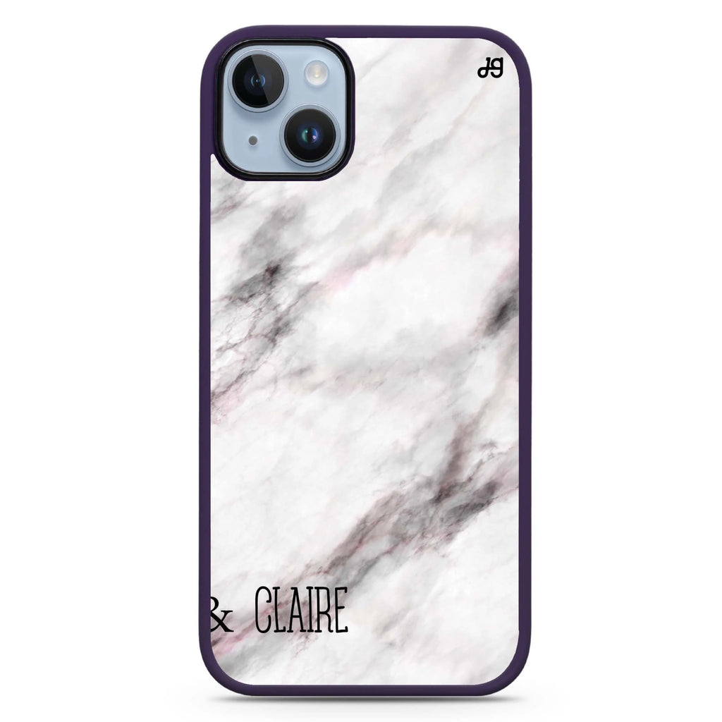 White Marble iPhone 14 Plus Magsafe 兼容防衝擊保護殼