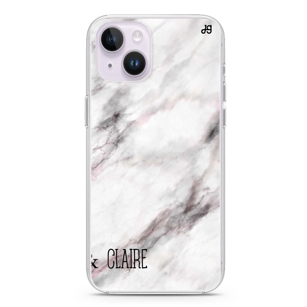 White Marble iPhone 14 Magsafe 兼容水晶透明保護殼