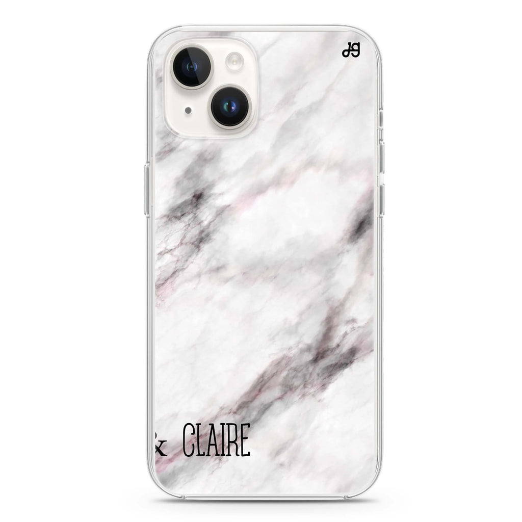 White Marble iPhone 14 Plus Magsafe 兼容水晶透明保護殼