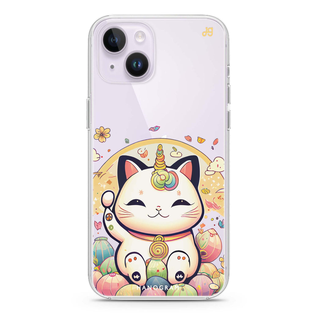 Cute Lucky Cat iPhone 14 水晶透明保護殼