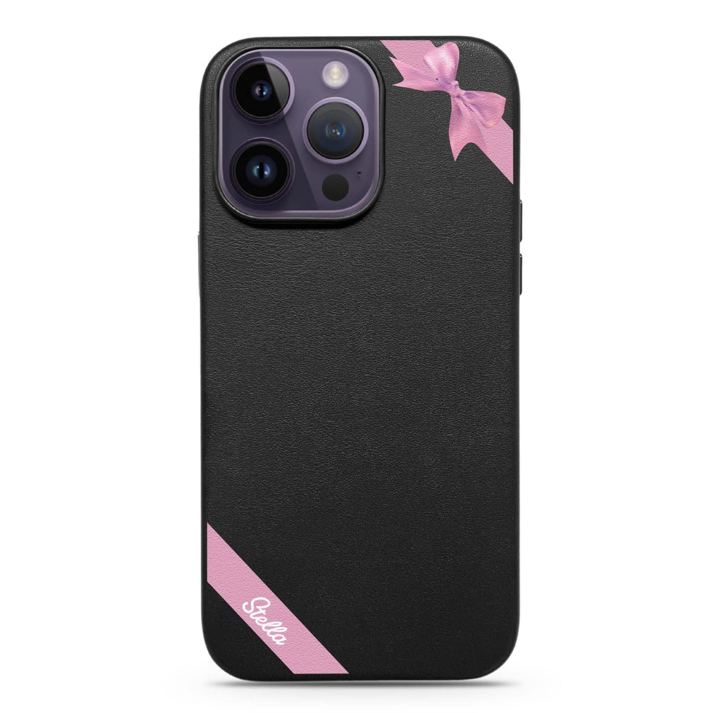 Pink Bow Magsafe 兼容皮革保護殼